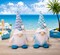 Summer Gnomes Decorations – Blue Beach Gnome Plush for Ocean Day, Handmade Swedish Tomte Nisse Elf, Tiered Tray, Nautical Home Decor, Birthday Gift for Women